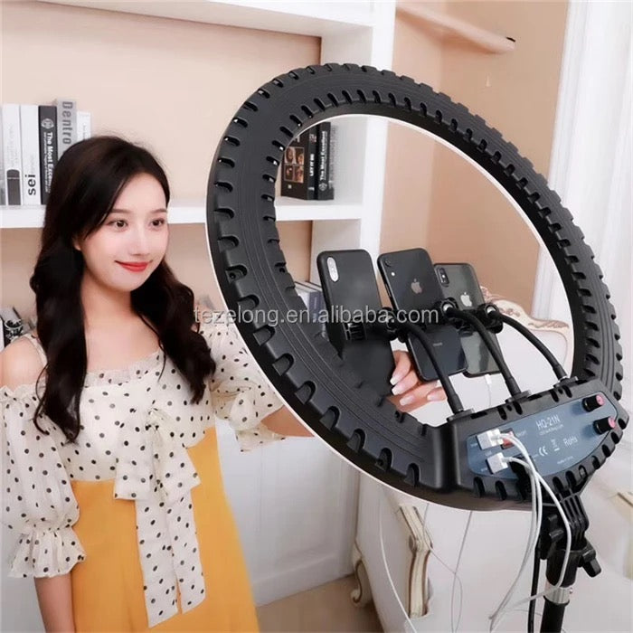 Big Size HQ-21N LED Ring Light With Multiple Phone Holders Folding Tripod Stand 21 inch Ring Light For Makeup Selfie