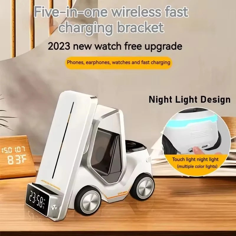 5 in 1 Car Shape Alarm Clock Wireless Charger with Led Light Gift Mobile Phone Holder
Wireless Charger