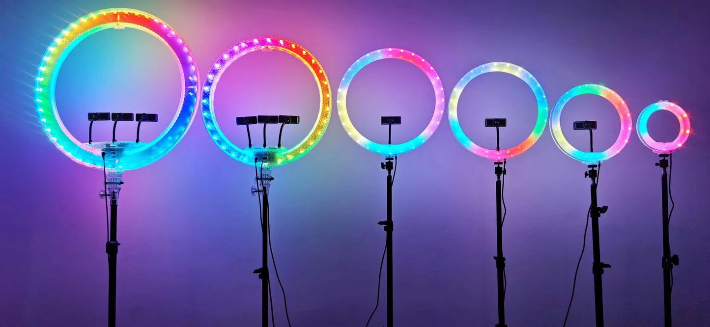 3D-33, 13 14 18 221nch Photographic lighting Custom Selfie Video Led crystal Rgb Ring Fill Light Lamp, two sides lighting fill lamp