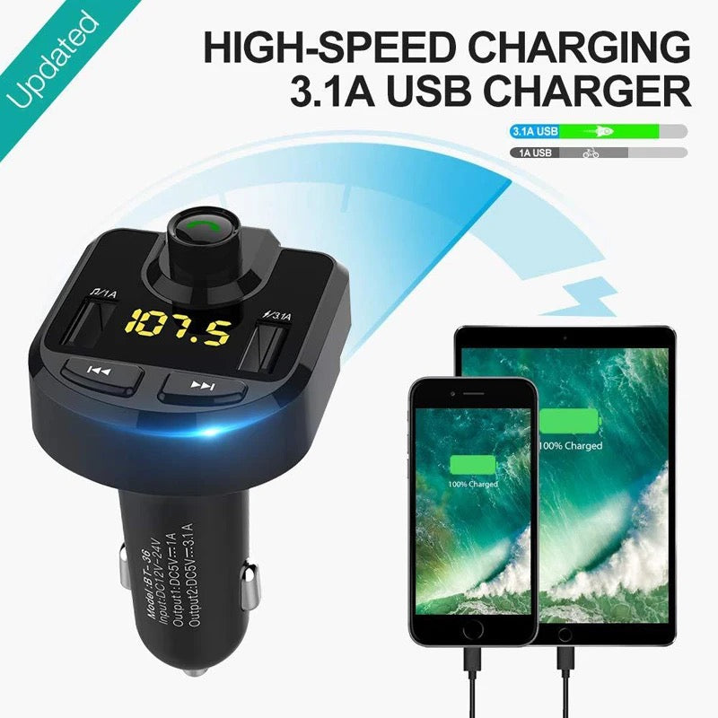 New Multifunction mini dual USB fast phone charger car mp3 player with FM transmitter