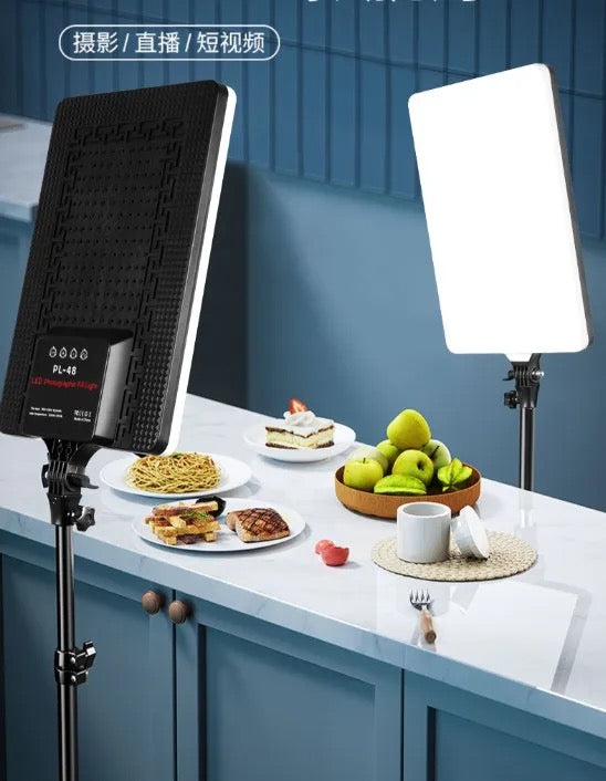 PL-48 Big size 19inch Camera Video Fill Light 192 Lamp Beads Studio 3-Color Dimmable Led Large Flat Panel Light With Tripod