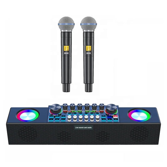 SY168S Sound Card RGB Light Sound Card Stage Bluetooth Speaker Home
KTV Portable Party Karaoke Speaker Dual Mini Wireless
Microphone