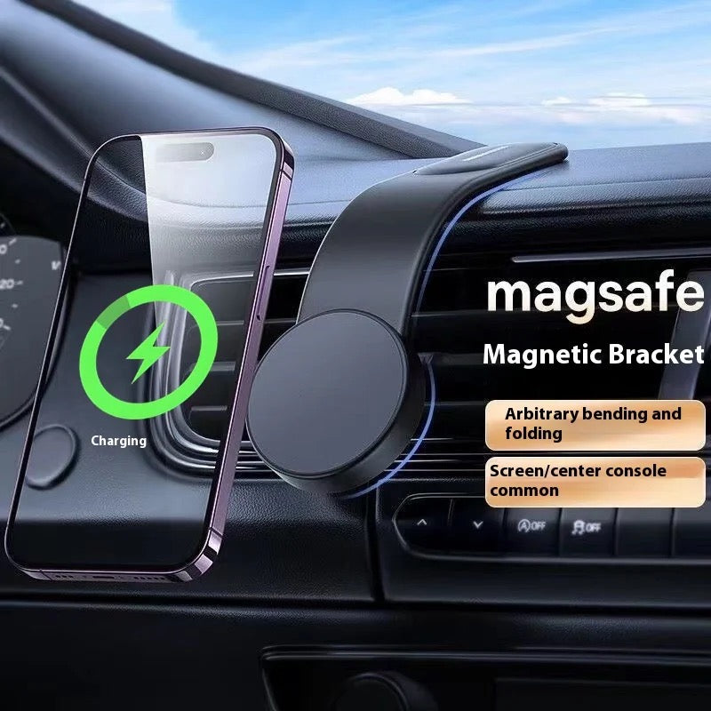 Car magnetic mobile phone wireless charging bracket Car 15W navigation fast charging bracket simple does not take up space