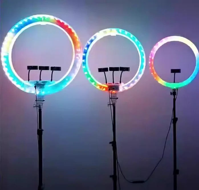 3D-26 Colorful Fill Light Live Broadcast Light Beauty Ring Light 6/8/10/12/13/14 inch 3D Crystal Double-sided
RGB