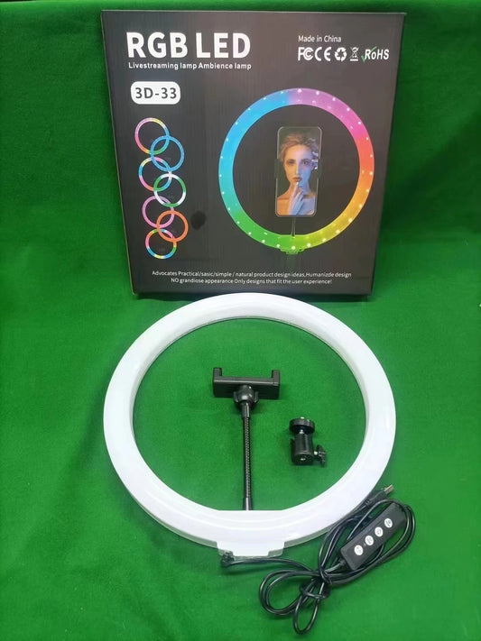 3D-33, 13 14 18 221nch Photographic lighting Custom Selfie Video Led crystal Rgb Ring Fill Light Lamp, two sides lighting fill lamp