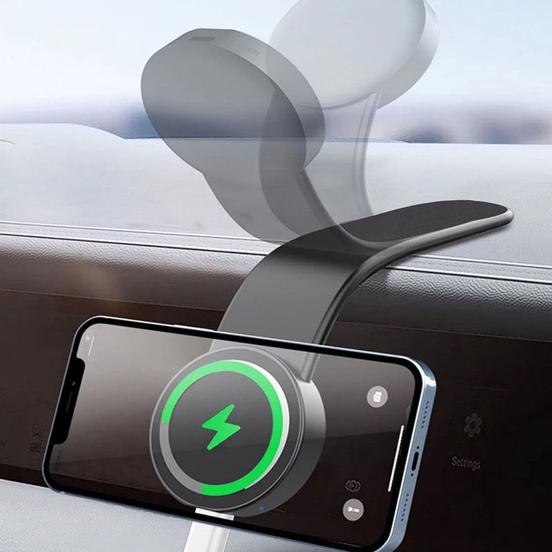 Car magnetic mobile phone wireless charging bracket Car 15W navigation fast charging bracket simple does not take up space