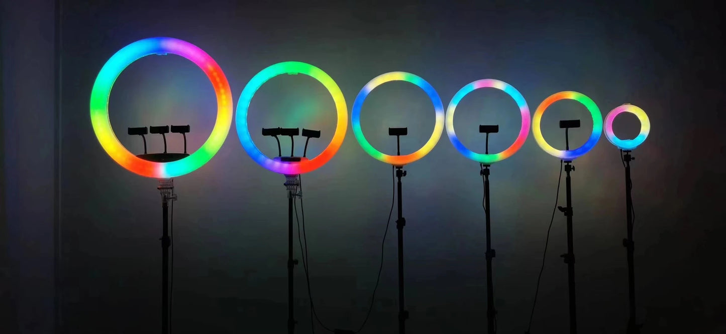 3D-33, 13 14 18 221nch Photographic lighting Custom Selfie Video Led crystal Rgb Ring Fill Light Lamp, two sides lighting fill lamp